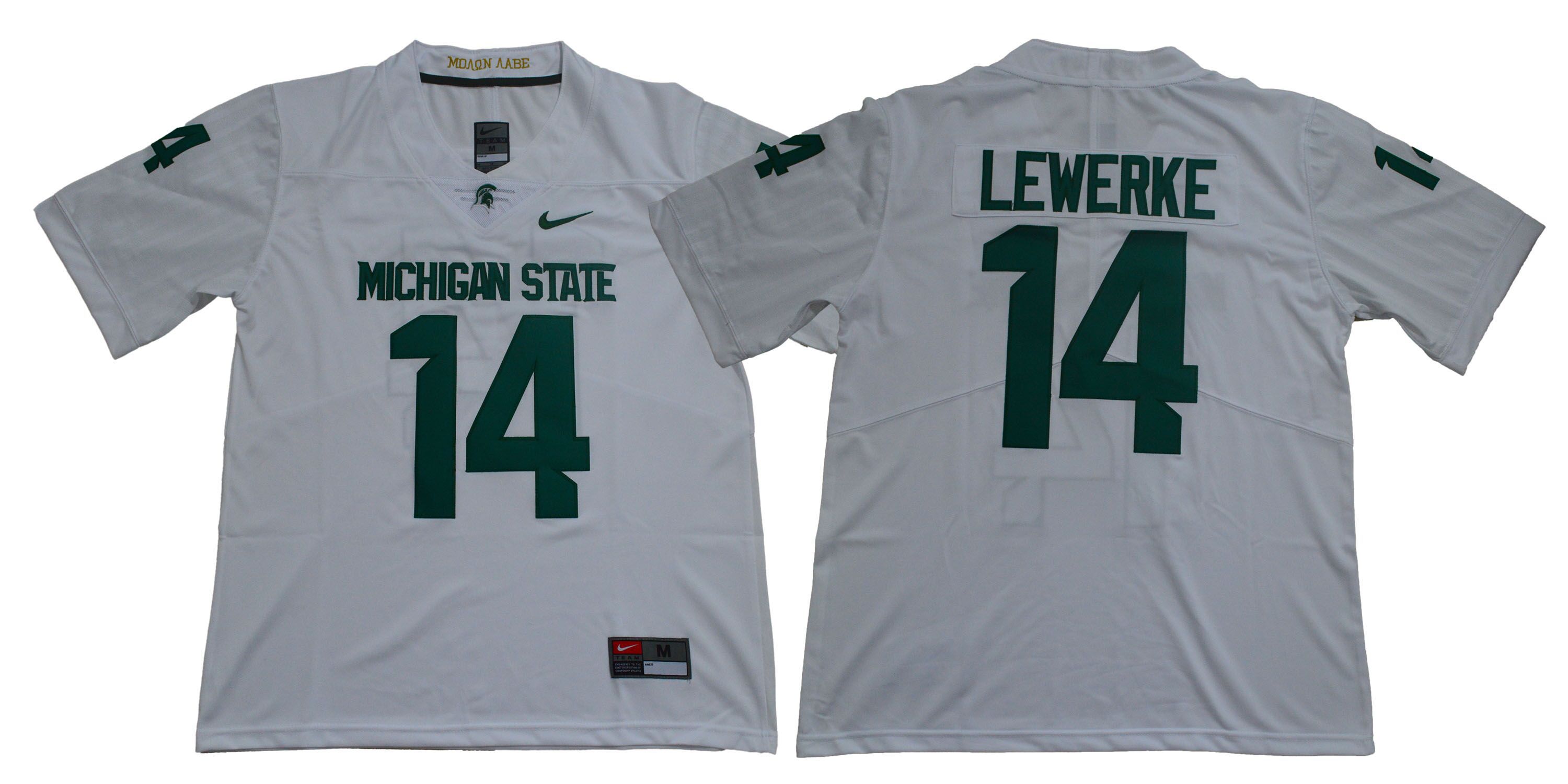 Men Michigan State Spartans #14 Lewerke White Nike NCAA Jerseys